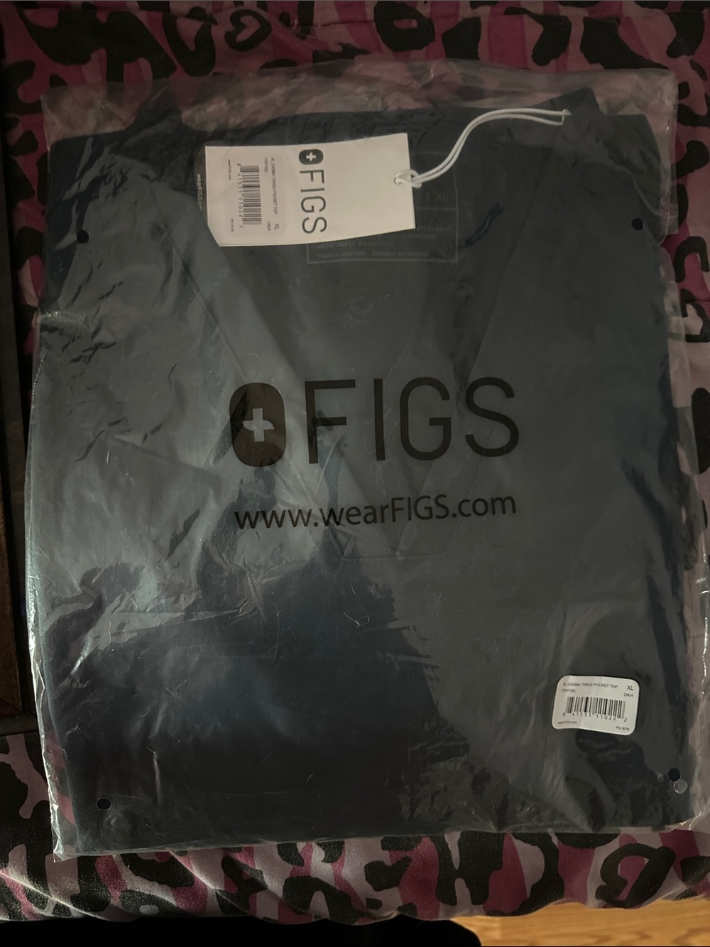 Figs Navy V-Neck Medical Scrub Top